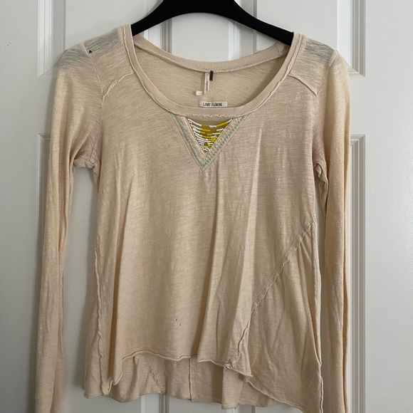 Free People Size XS Long Sleeve with Beaded Detail - Picture 1 of 6